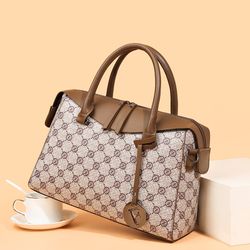 Womens Geometric Pattern Top Handle Bag With Bag Charm