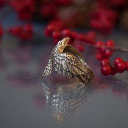 Raven Ring. Viking bird ring. Norse style