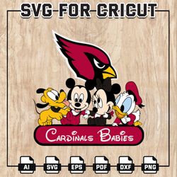Cardinals Babies NFL Svg, Arizonals Cardina Svg, Disney NFL SVG, Minnie Mickey, Donald Duck, NFL Teams, Instant Download
