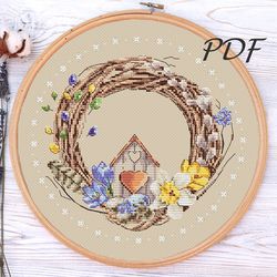 cross stitch easter wreath cross stitch patterns design for embroidery pdf