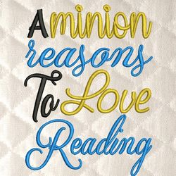 A Minion reasons embroidery design 3 Sizes reading pillow-INSTANT D0WNL0AD