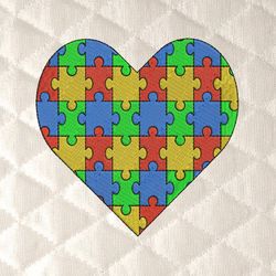 autism heart embroidery design 3 sizes reading pillow-instant d0wnl0ad