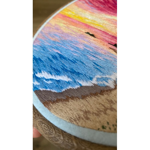 embroidered landscape, embroidery art, sunrise sunset - Inspire Uplift