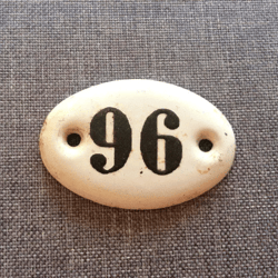 ninty six retro soviet enamel metal number sign 96 apartment address door plate