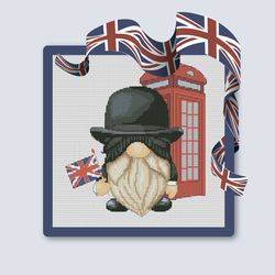 Englishman, Cross stitch pattern, Gnome cross stitch, United Kingdom cross stitch, UK cross stitch