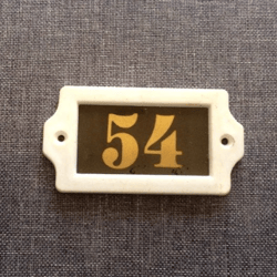 54 door number sign plastic vintage apartment address plate