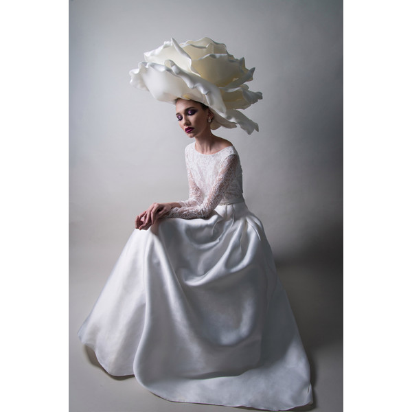 Ivory Rose Hat 20 Women's Kentucky Derby Wedding party, Flower Bridal Shower hat Fashion Show headpiece.jpg