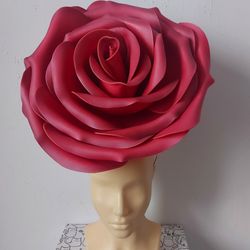 Large vertical rose Derby Fascinator 12" Bridal headband Flower hair clip Retro style Gatsby party