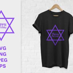 happy purim svg. traditional jewish holiday. star of david
