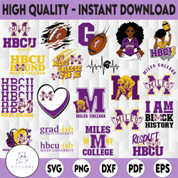 20 files miles college svg, hbcu teams svg, hbcu football svg, sport bundle svg, clipart