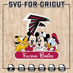 Falcons Babies NFL Svg, Atlanta Falcons Svg, Disney NFL SVG, Minnie Mickey, Pluto, Donald, NFL Teams, Instant Download