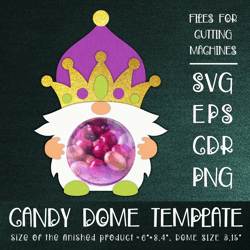 Mardi Gras Candy Dome | Gnome Paper Craft Template