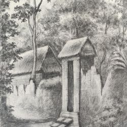 village original charcoal drawing on canvas, nature illustration
