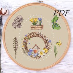 Cross stitch Easter Sampler cross stitch patterns design for embroidery pdf