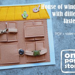 House with fasteners. Quiet book. PDF tutorial video