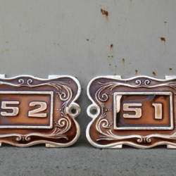 Vintage apt number sign 51 52 retro caramel color address door number plates