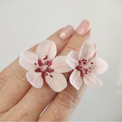 Floral earrings with flowers Sakura | Polymer clay Cute earrings with flower