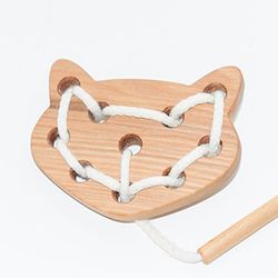 wooden lacing raccoon montessori toy, educational toy, learning toy