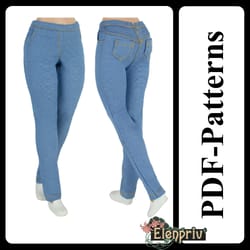 pdf pattern denim pants for 11 1/2 curvy collector, mtm, fashionista barbie doll (no instructions) by elenpriv