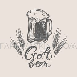 beer mug and lettering craft drink vector illustration set