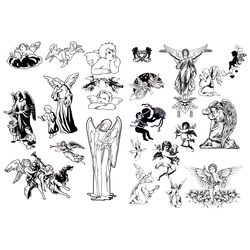 angels bundle svg, angel wings svg, angel svg, archangel svg, little baby angel clip art