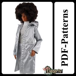 pdf pattern raincoat for 11 1/2 poppy parker, pivotal, repro, curvy, made-to-move, silkstone barbie doll