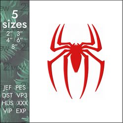spider embroidery design, marvel spider-man spiderman parker logo, 5 sizes