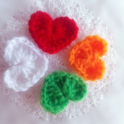 06 Pcs Set of Crochet Mini Hearts, Crochet Heart Appliques, Heart Embellishments, Valentine's Day Gifts, Anniversary