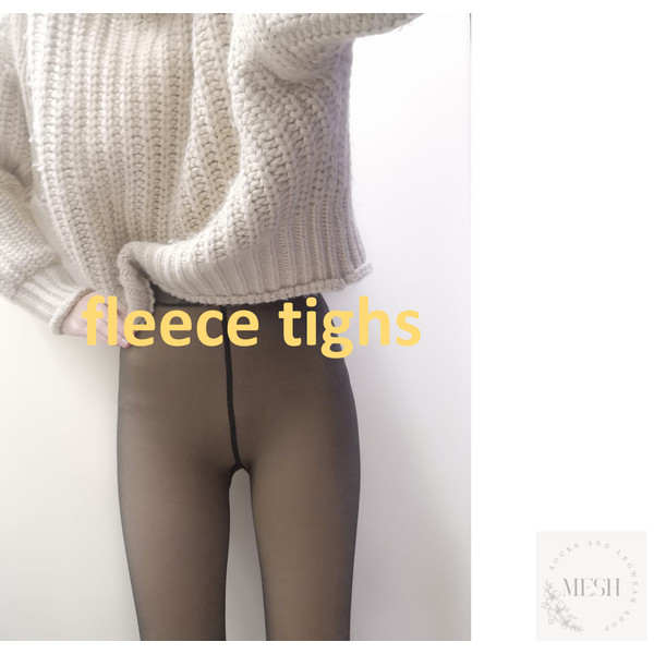 fleece lined leggings womens winter fake translucent fleece tights black