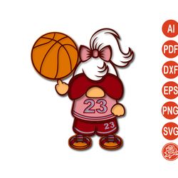 Layered Gnome Basketball Player Mandala SVG for cricut