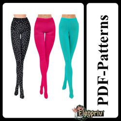 pdf pattern tights for 11 1/2 poppy parker, pivotal, repro, made-to-move, silkstone barbie doll fashion royalty fr2 mtm