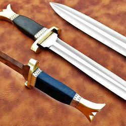 Handmade Steel Dagger Hunting Knife, Art knife with Leather Sheath