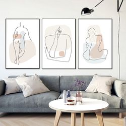 abstract women minimalist poster printable wall art set of 3 prints women print line drawing feminine line art home art