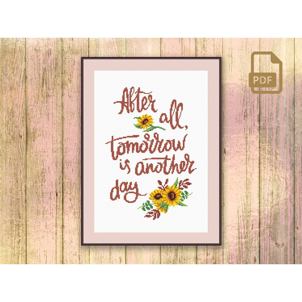 After All Tomorrow Is Another Day Cross Stitch Pattern, Scarlett O&rsquo;Hara Cross Stitch Pattern, Gone With The Wind Cross Stitch #tv_057
