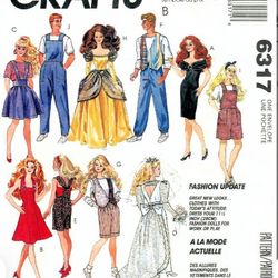 Digital Vintage Sewing Patterns MC Calls 6317 Clothes for Barbie and Fashion Dolls 11 1\2 inches