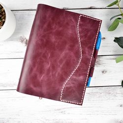 A5 leather 6 ring binder journal