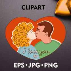 I love you cards, Love clipart, kiss clipart, kiss art, valentine's day cards, lovers of the heart