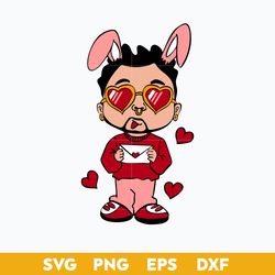Bad Bunny Love Letter SVG, Bad Bunny Chibi SVG, Valentine SVG, PNG DXF EPS Digital File