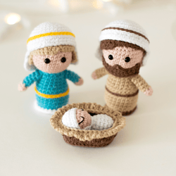 Christmas Nativity set gift idea for adults and children, crochet Nativity scene family decor for Catholic Christmas