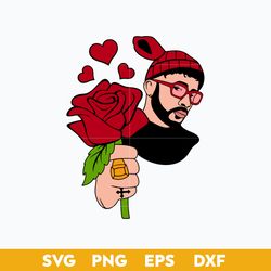 bad bunny valentine rose svg, bad bunny svg, valentine's day svg