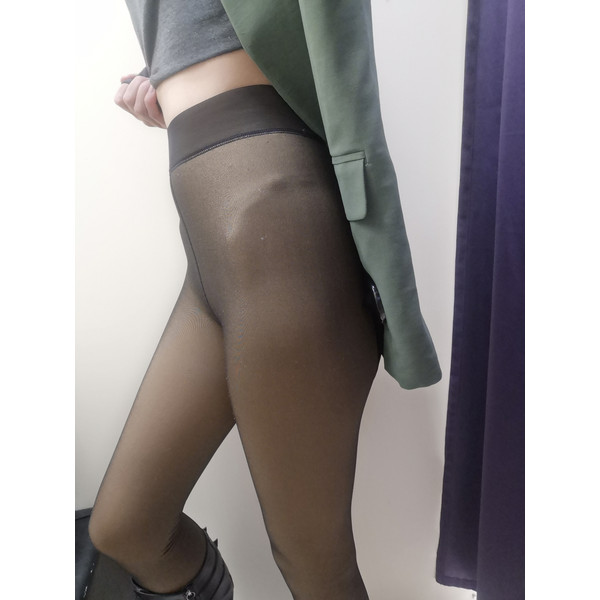 fake translucent fleece tights fleeced leggings