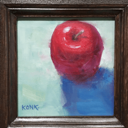 original oil painting illuminated still life painting apple painting gift painting bright painting