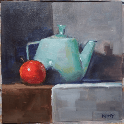 Original oil painting Duo Still life painting Apple painting Teapot painting Bright painting Living room decoration