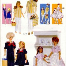 Digital Vintage Sewing Patterns Vogue 9964 Clothes for Barbie and Fashion Dolls 11 1\2 inches
