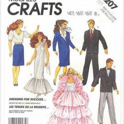Digital Vintage Sewing Patterns MC Calls 2207 Clothes for Barbie and Fashion Dolls 11 1\2 inches