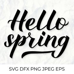 Hello spring calligraphy lettering SVG