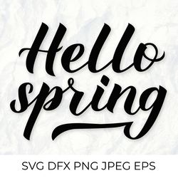 hello spring calligraphy lettering svg