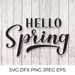 hello spring hand lettered svg