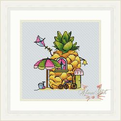 Pineapple. Fairytale houses. Cross stitch pattern pdf & css