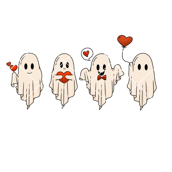 Valentines Day Ghost Png, Hearts Png, Boo Valentine Png - Inspire Uplift